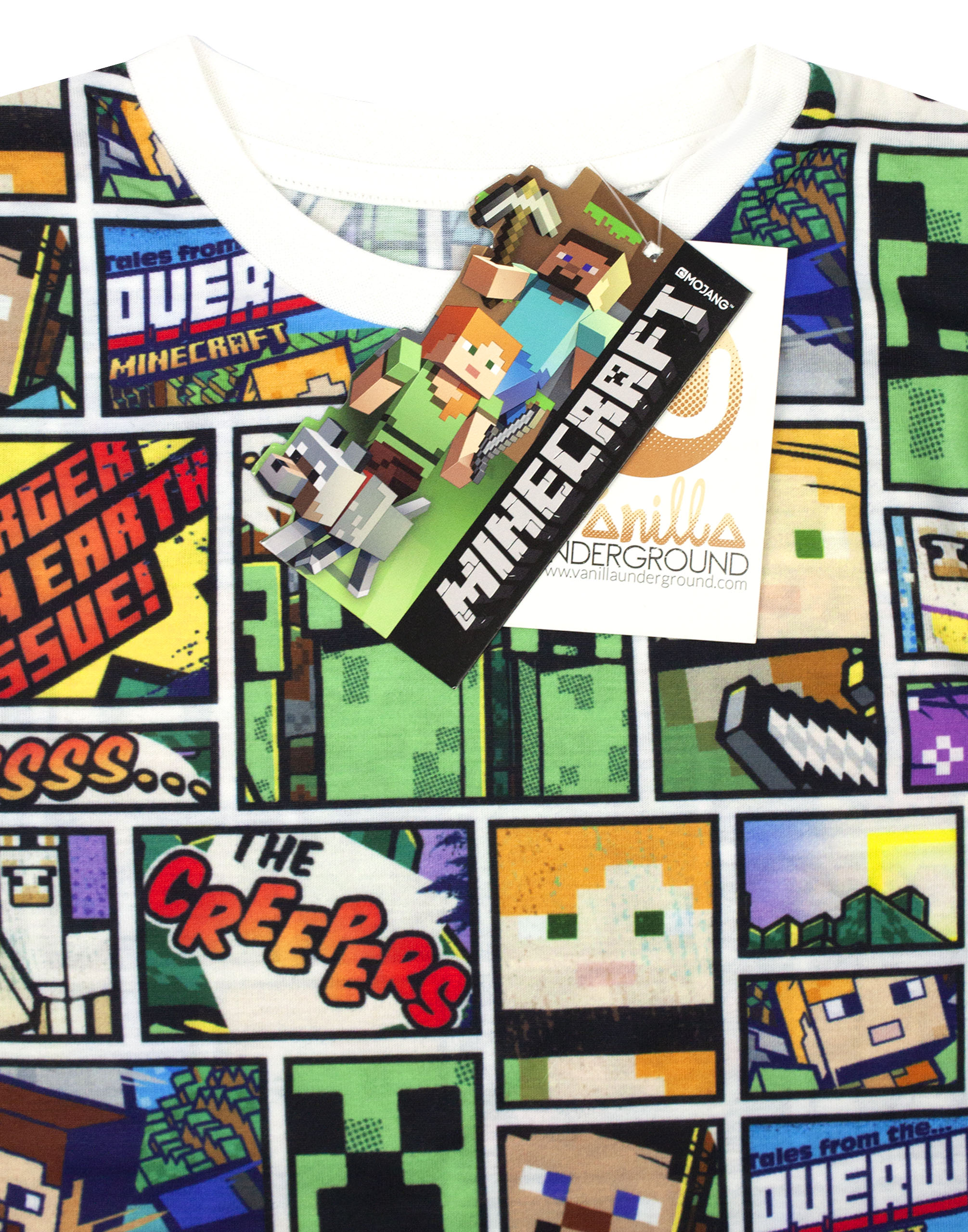 MINECRAFT T SHIRT Overworld Steve Creeper Boy's Kids Short Sleeve Shirt ...
